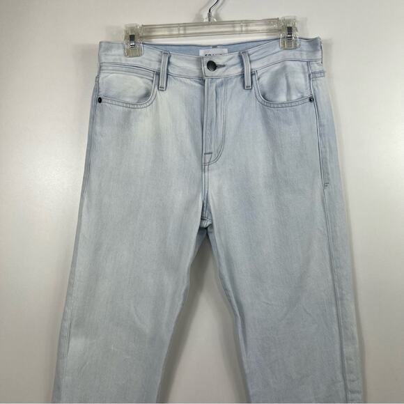 Frame Le Hollywood Crop Jeans Size 26 High Rise Beach Out Rips Wash Straight Leg - Picture 2 of 10